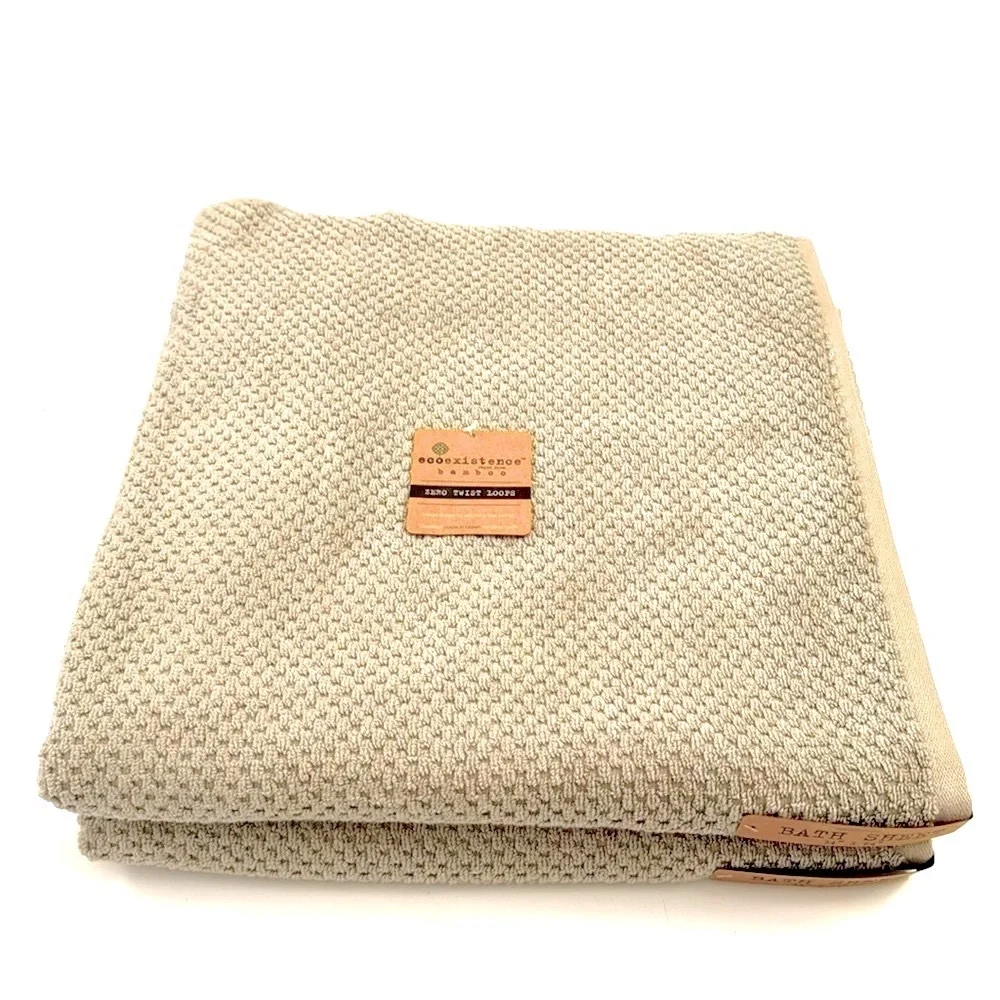 2pc ECOEXISTENCE Bamboo Zero Twist Loops Bath Sheet Towel Set - Dove21